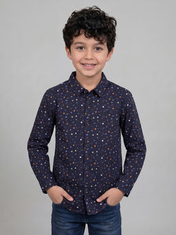 Allen Solly - Boys Navy Print Casual Shirt