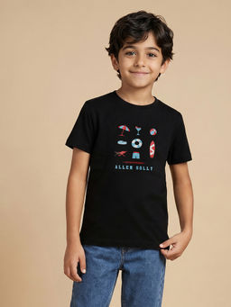 Allen Solly - Black Graphic Print Crew Neck T-Shirt