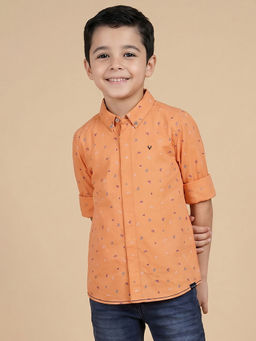 Allen Solly Junior - Boys Orange Printed Shirt