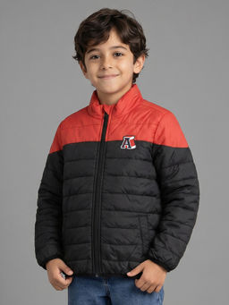 Allen Solly Junior - Boys Black Patterned Regular Fit Jacket
