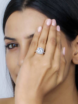 Ornate Jewels - 925 Sterling Silver American Diamond Cocktail Ring for Women Girls