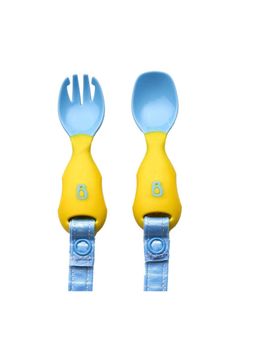 Bibado - Handi Cutlery- Attachable Weaning Cutlery Set Ducklings Pool Party Blue