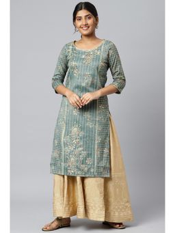 Aurelia - Green Sequined and Foil Printed Kurta