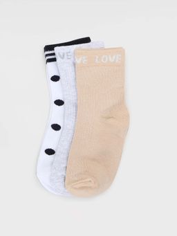 max - Girls Assorted Ankle Length Socks (Pack Of 3)