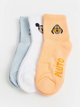 max - Girls Mickey Mouse Print Crew Length Socks (Pack Of 3)