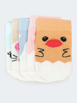 max - Girls Printed Ankle-Length Socks (Pack Of 5)