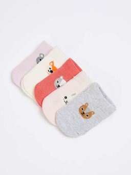 max - Girls Assorted Ankle-Length Socks (Pack Of 5)