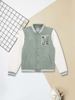 max - Boys Green Colour Block Varsity Jacket