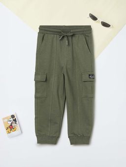 max - Boys Green Solid Cargo Joggers