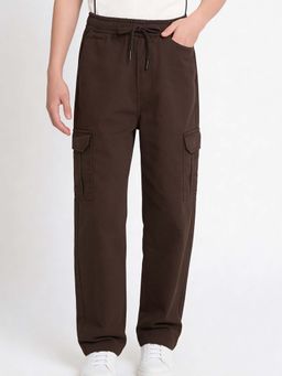 max - Boys Brown Solid Twill Cargos