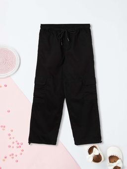max - Girls Black Solid Parachute Cargos
