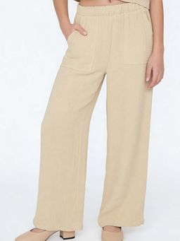 max - Girls Beige Textured Relaxed Fit Trousers