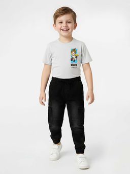 max - Boys Black Relaxed Denim Joggers