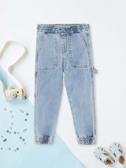 max - Boys Blue Washed Relaxed Fit Denim Joggers
