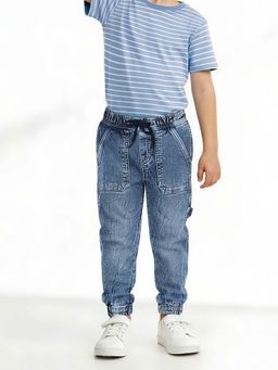 max - Boys Blue Washed Denim Joggers