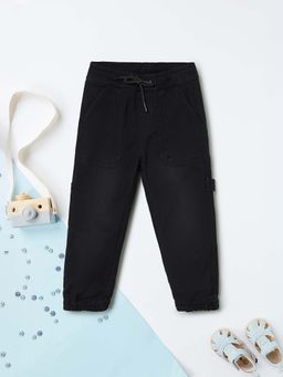 max - Boys Black Solid Denim Joggers