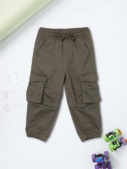 max - Boys Green Solid Cargo Joggers