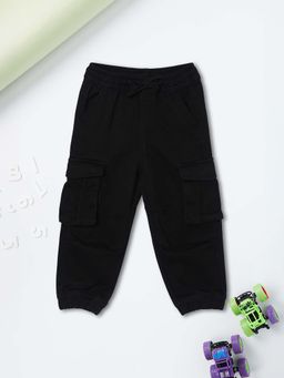 max - Boys Black Solid Cargo Joggers