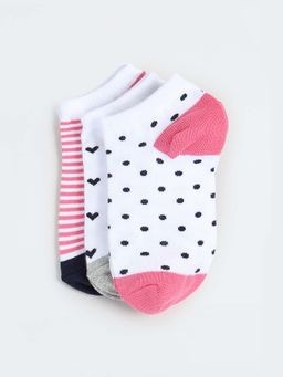 max - Girls Assorted Ankle-Length Socks (Pack Of 3)