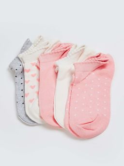 max - Girls Patterned Ankle Length Socks (Pack Of 5)