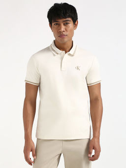 Calvin Klein - Mens White Solid Polo T-Shirt