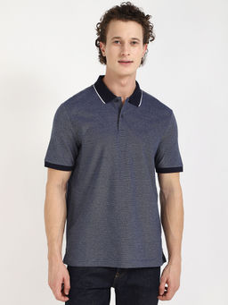 Calvin Klein - Mens Blue Solid Polo T-Shirt