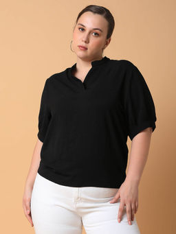 SHOWOFF - Womens Solid Black Top