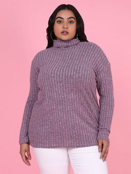 SHOWOFF - Womens Striped Lavender Top