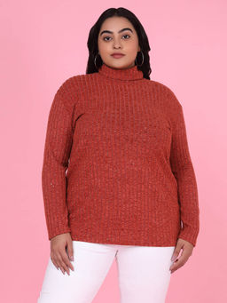 SHOWOFF - Womens Striped Rust Top