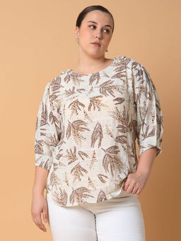 SHOWOFF - Womens Floral Cream Top
