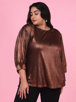 SHOWOFF - Womens Solid Brown Top
