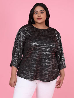 SHOWOFF - Womens Animal Print Black Top