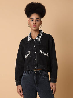 SHOWOFF - Womens Black Denim Jacket