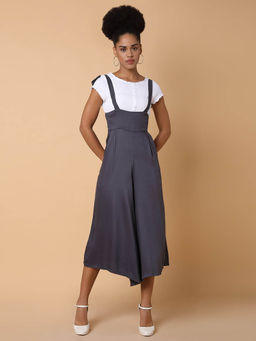 SHOWOFFFF - Womens Solid Grey Capri Dungarees