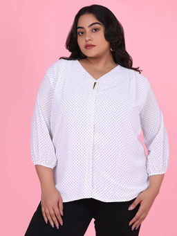 SHOWOFFFF - Womens Polka Dots White Top