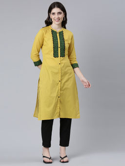 NEERU'S - Mustard Regular Straight Solid Kurta