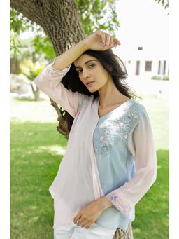 MINSH - Blush Breeze Dual-Tone Embroidered Multi-Color Top