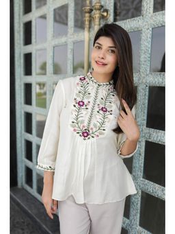 MINSH - White Blossom Embroidered Top