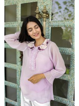 MINSH - Lavender Mist Embroidered Top