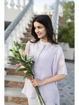 MINSH - Blush Petal Embroidered Collar Lavender Top