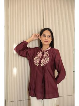 MINSH - Garnet Grace Embroidered Maroon Top