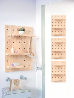 The Better Home - Pinewood Pegboard Wall Organizer (Set of 3)