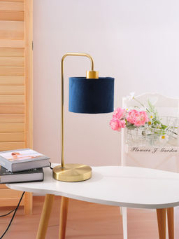 The Better Home - Marble Base Iron Frame Velvet Shade Table Lamp