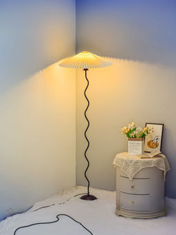 The Better Home - White Fabric Shade Floor Lamp