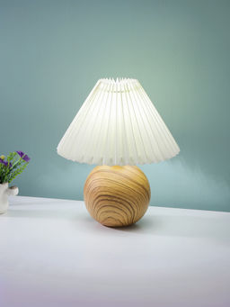 The Better Home - White Table Lamp Ceramic Base with Fabric Shade