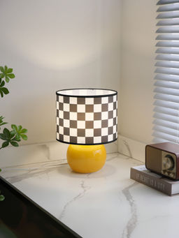 The Better Home - Glass Base with Fabric Shade Checks Table Lamp