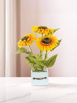 The Better Home - Yellow Artificial Sunflowers Flowers with Pot