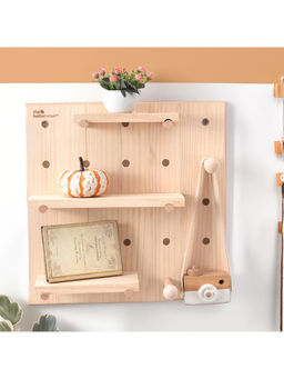 The Better Home - Pinewood Pegboard Key Holder Wall Shelf