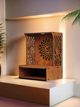 The Better Home - Brown Wooden Crafted Temple for Home