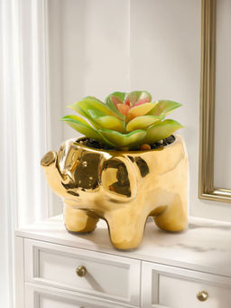 The Better Home - Succulent Green Leaves Artificial Plants with Pot